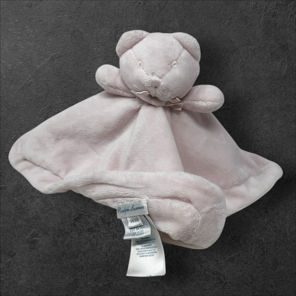 Ralph Lauren‎ Pink Teddy Bear Lovey Baby Blanket Security 11x11" Polo Pastel